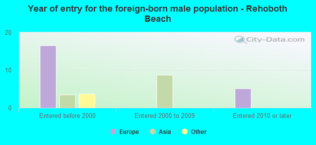 Year of entry for the foreign-born male population - Rehoboth Beach