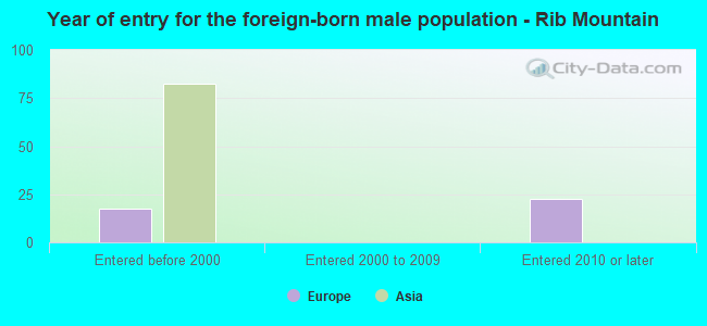 Year of entry for the foreign-born male population - Rib Mountain