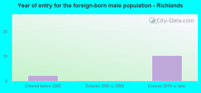Year of entry for the foreign-born male population - Richlands