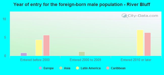 Year of entry for the foreign-born male population - River Bluff