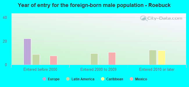 Year of entry for the foreign-born male population - Roebuck