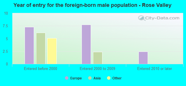 Year of entry for the foreign-born male population - Rose Valley