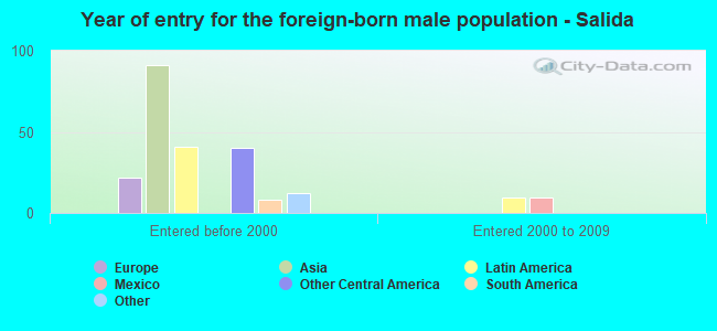Year of entry for the foreign-born male population - Salida