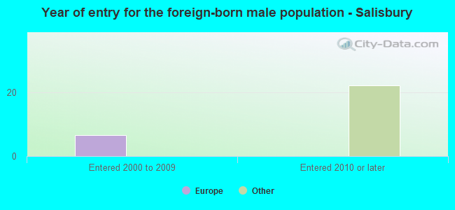 Year of entry for the foreign-born male population - Salisbury