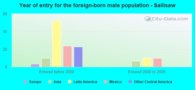 Year of entry for the foreign-born male population - Sallisaw
