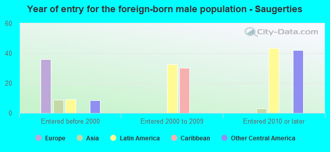 Year of entry for the foreign-born male population - Saugerties