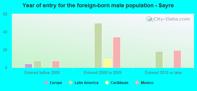 Year of entry for the foreign-born male population - Sayre