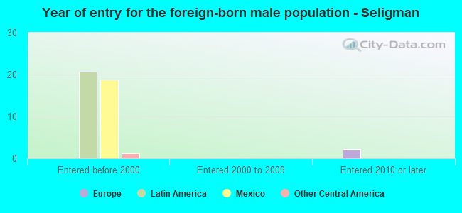 Year of entry for the foreign-born male population - Seligman