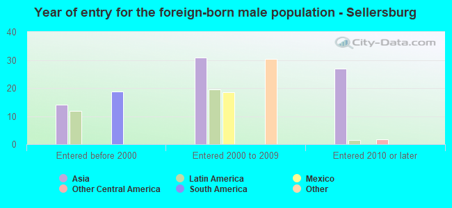 Year of entry for the foreign-born male population - Sellersburg