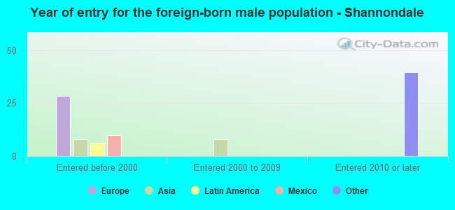 Year of entry for the foreign-born male population - Shannondale