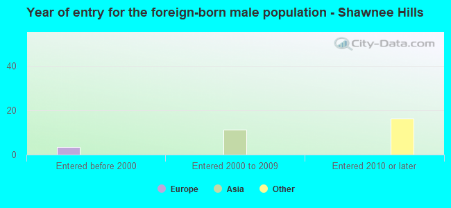 Year of entry for the foreign-born male population - Shawnee Hills