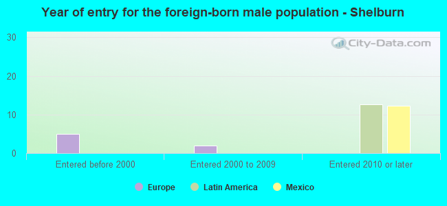 Year of entry for the foreign-born male population - Shelburn