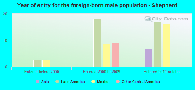 Year of entry for the foreign-born male population - Shepherd