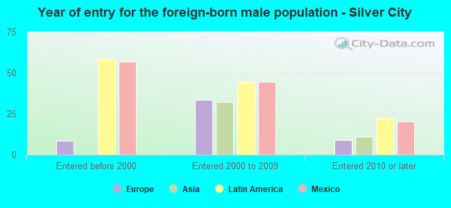 Year of entry for the foreign-born male population - Silver City