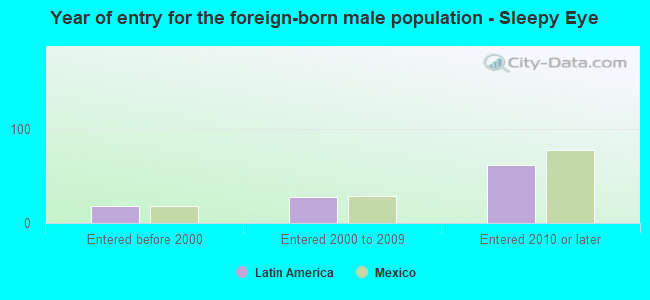 Year of entry for the foreign-born male population - Sleepy Eye