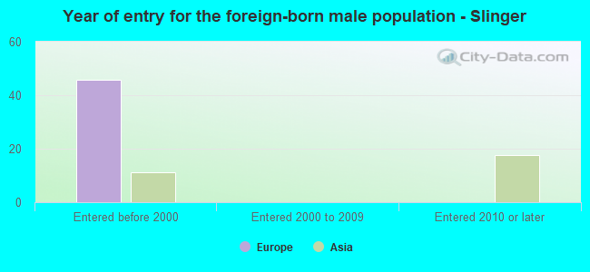 Year of entry for the foreign-born male population - Slinger