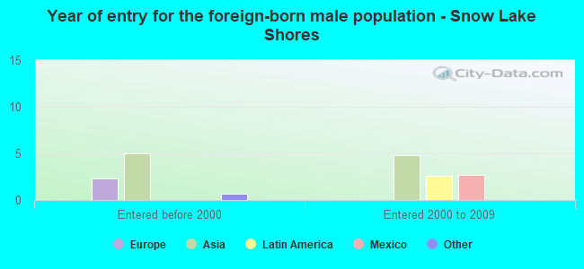 Year of entry for the foreign-born male population - Snow Lake Shores