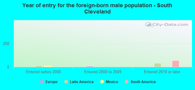 Year of entry for the foreign-born male population - South Cleveland