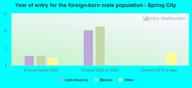 Year of entry for the foreign-born male population - Spring City