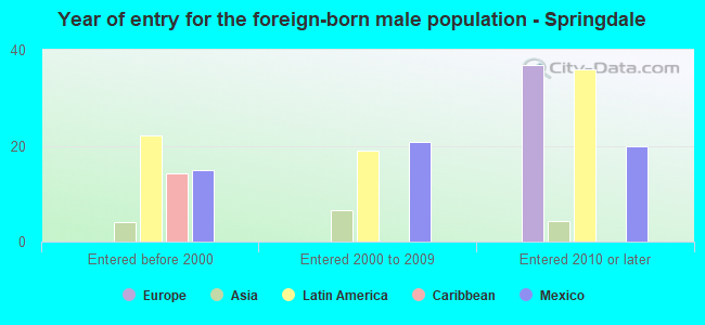 Year of entry for the foreign-born male population - Springdale