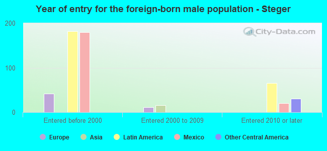 Year of entry for the foreign-born male population - Steger