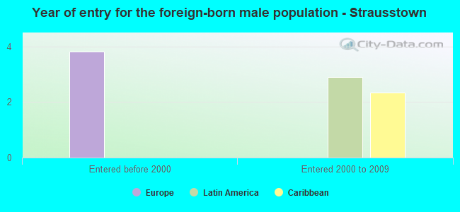 Year of entry for the foreign-born male population - Strausstown