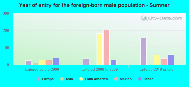 Year of entry for the foreign-born male population - Sumner