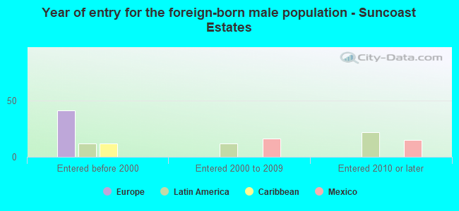 Year of entry for the foreign-born male population - Suncoast Estates