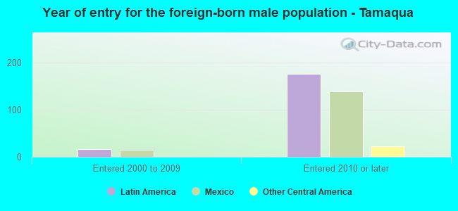 Year of entry for the foreign-born male population - Tamaqua