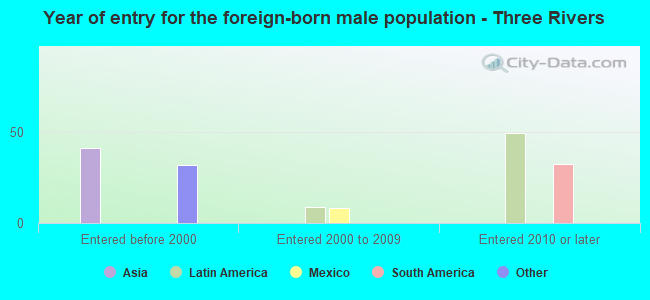 Year of entry for the foreign-born male population - Three Rivers