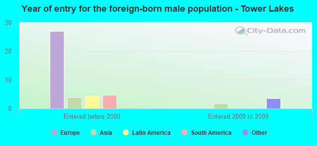 Year of entry for the foreign-born male population - Tower Lakes