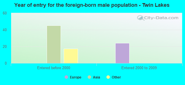 Year of entry for the foreign-born male population - Twin Lakes