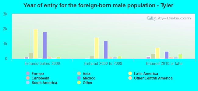 Year of entry for the foreign-born male population - Tyler