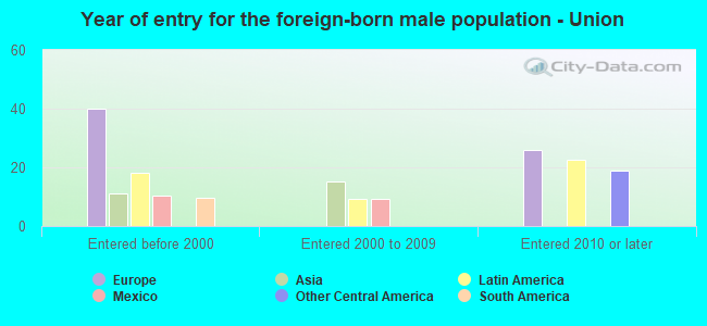Year of entry for the foreign-born male population - Union