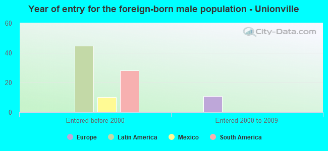 Year of entry for the foreign-born male population - Unionville
