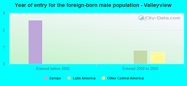 Year of entry for the foreign-born male population - Valleyview
