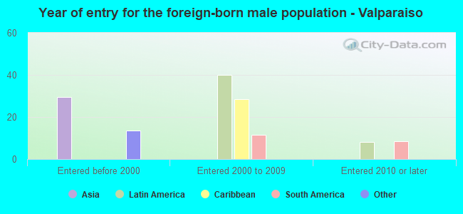 Year of entry for the foreign-born male population - Valparaiso