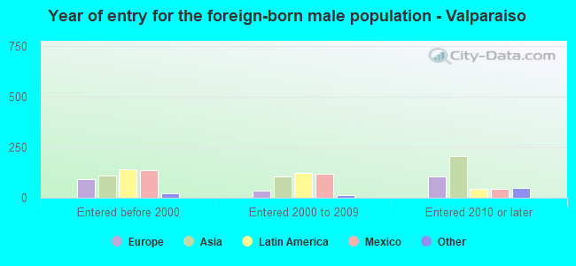 Year of entry for the foreign-born male population - Valparaiso