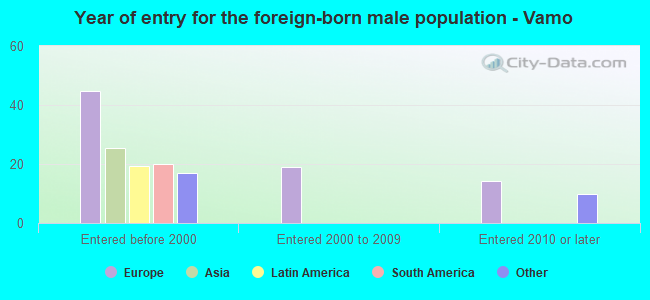 Year of entry for the foreign-born male population - Vamo