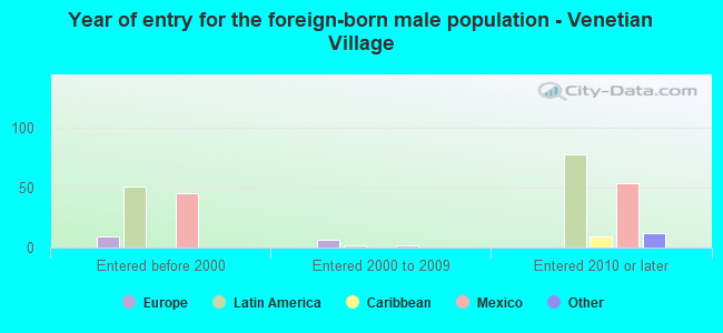 Year of entry for the foreign-born male population - Venetian Village
