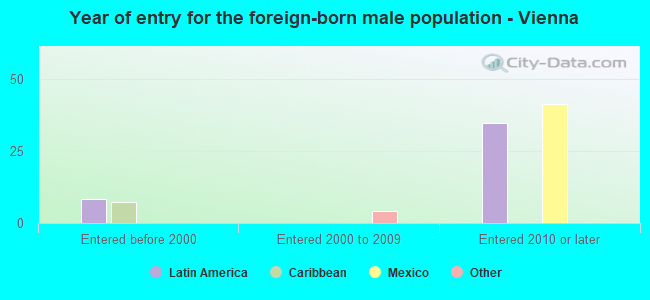 Year of entry for the foreign-born male population - Vienna