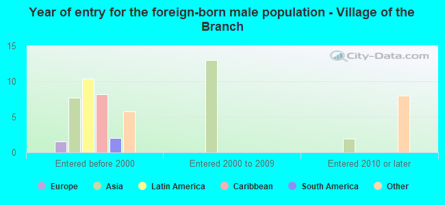 Year of entry for the foreign-born male population - Village of the Branch