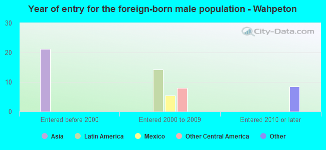 Year of entry for the foreign-born male population - Wahpeton
