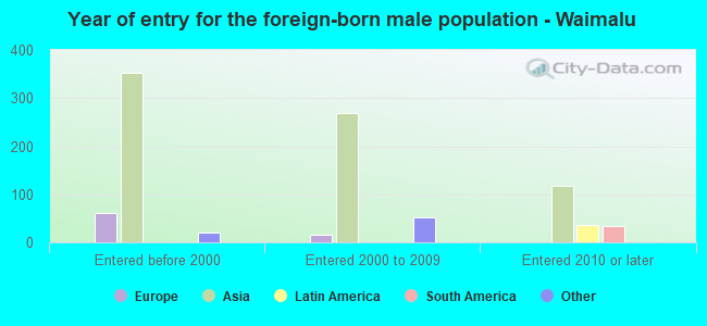 Year of entry for the foreign-born male population - Waimalu