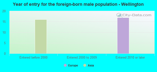 Year of entry for the foreign-born male population - Wellington