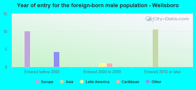 Year of entry for the foreign-born male population - Wellsboro