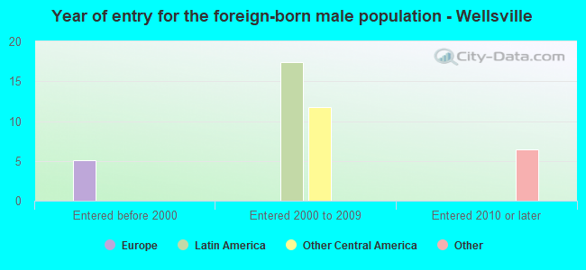 Year of entry for the foreign-born male population - Wellsville