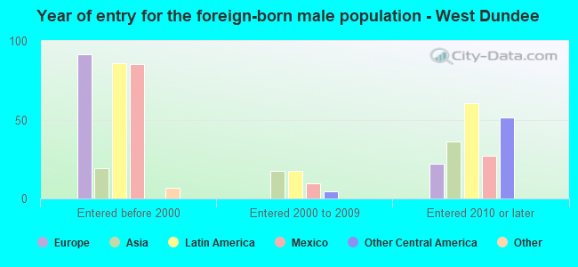 Year of entry for the foreign-born male population - West Dundee