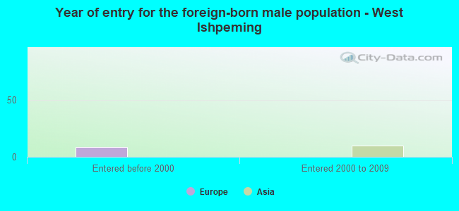 Year of entry for the foreign-born male population - West Ishpeming