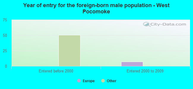 Year of entry for the foreign-born male population - West Pocomoke